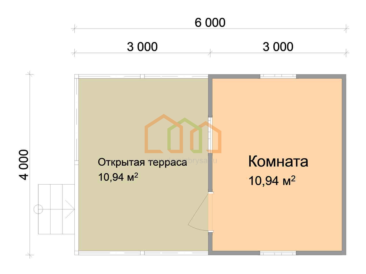 Каркасный садовый домик с террасой Кедр (КТ) 4x6 Площадь: 24 м? с террасой  под ключ в Козельске